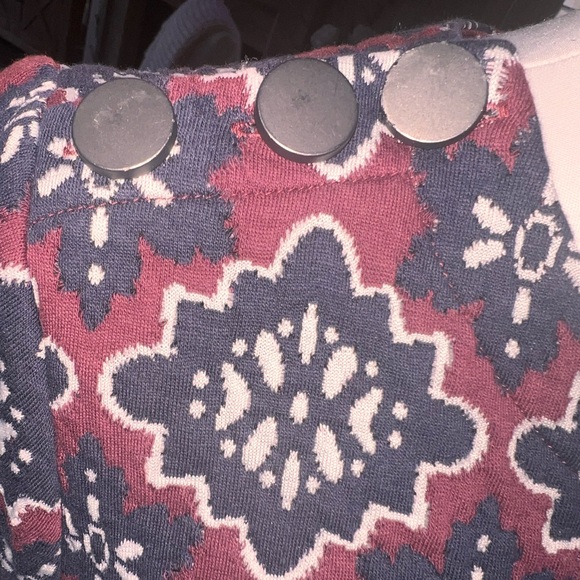 Loft Burgundy Navy Quilted Boho Stretch Shift Dress Size 14 - Picture 8 of 10